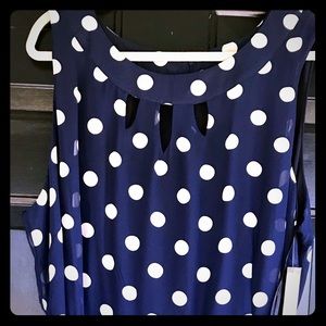 Navy w/ beige polka dots swing dress BNWT. 24W